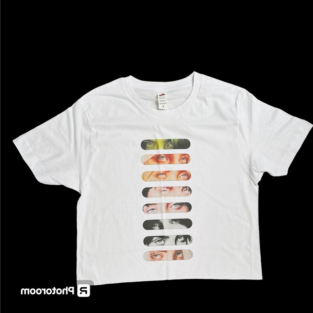 White Graphic Tee with Eye Design singer artist